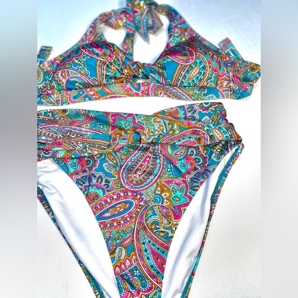 Parsley Reversible Halter Two-Piece Bikini Swim Set - Picture 2 of 10